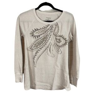 Sonoma S thermal top, paisley accent, cozy long sleeves